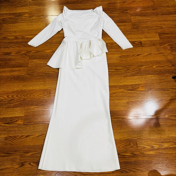 Chiara Boni La Petite Robe Ivory Nabelle Mermaid Jersey Peplum Gown small / 2 - Picture 9 of 12